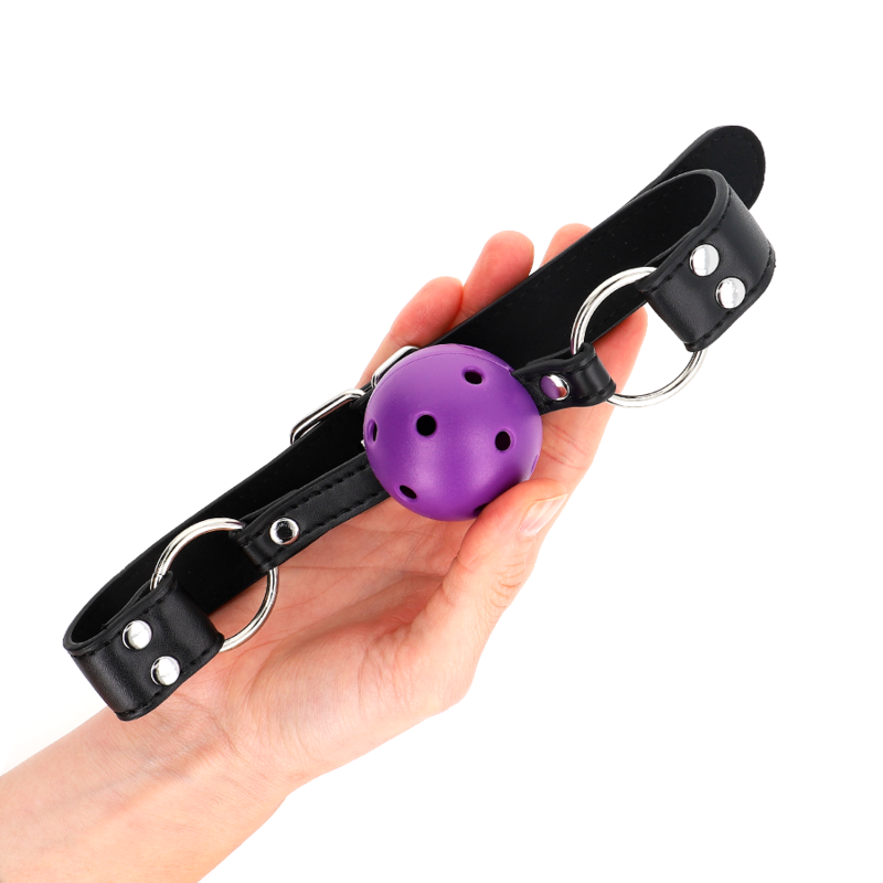 KINK - ÅNDBAR KUGLE 4 CM MED DOBBELT NITTE LILLA 62,5 x 2,5 CM JUSTERBAR 42-58 CM