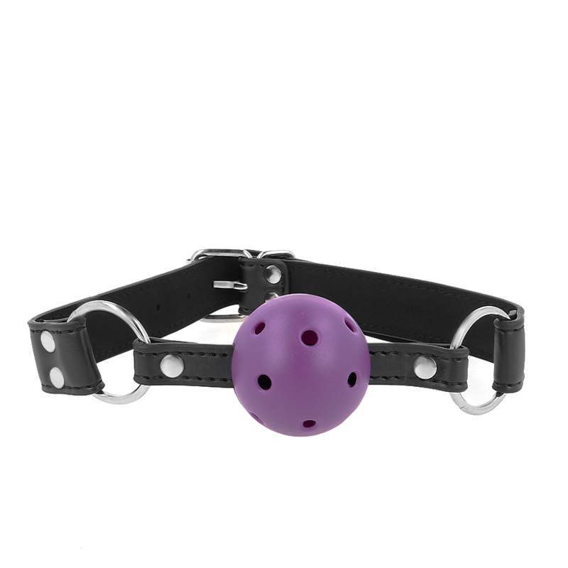 KINK - ÅNDBAR KUGLE 4 CM MED DOBBELT NITTE LILLA 62,5 x 2,5 CM JUSTERBAR 42-58 CM