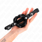 KINK - LÆBE 8 CM GAG MED SORT LÆDERET STRØM 63 x 2 CM JUSTERBAR 39-58 CM