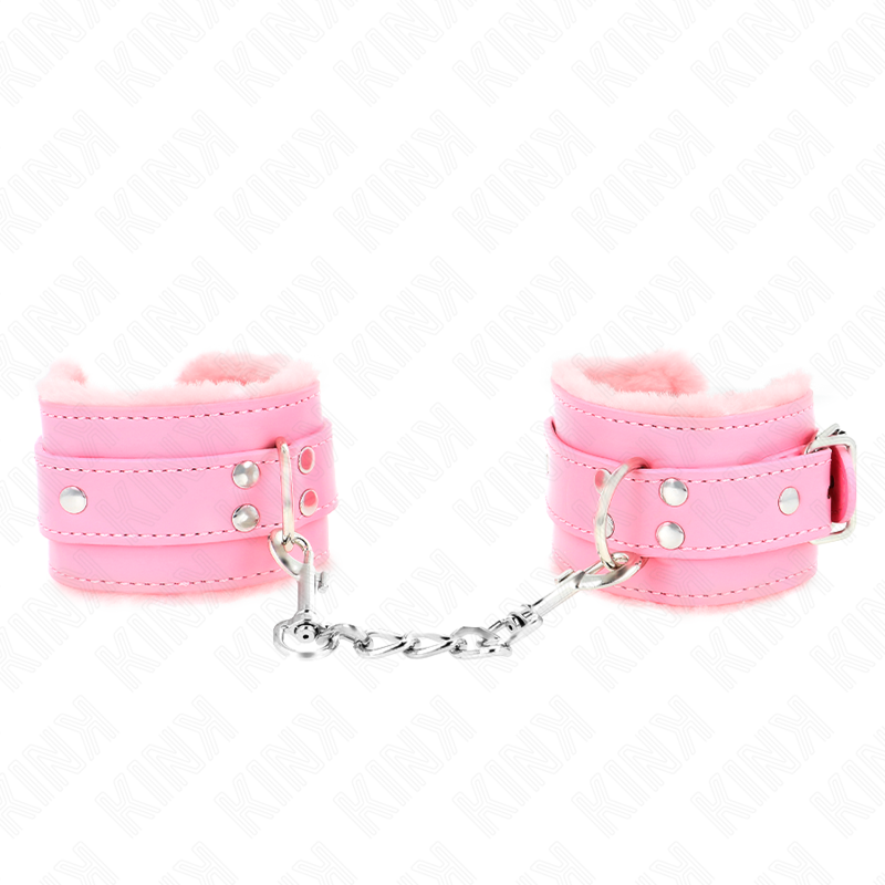 KINK - HÅNDLEDSBÅND MED PELSFOREDE HÅNDLEDSBÅND, PINK, MED PINK, JUSTERBAR BÆLTE, 17-29 CM X 6 CM