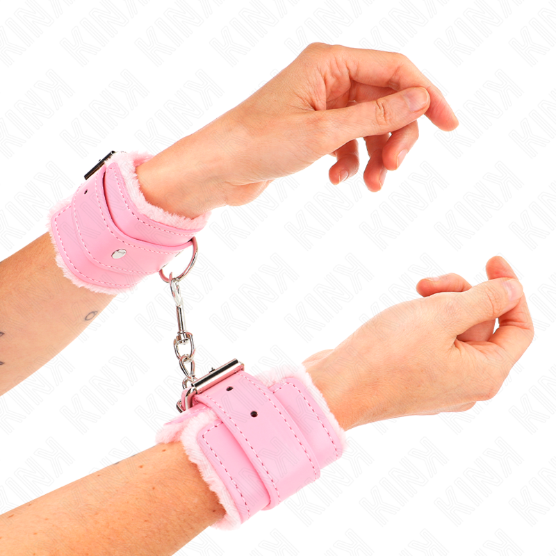 KINK - HÅNDLEDSBÅND MED PELSFOREDE HÅNDLEDSBÅND, PINK, MED PINK, JUSTERBAR BÆLTE, 17-29 CM X 6 CM