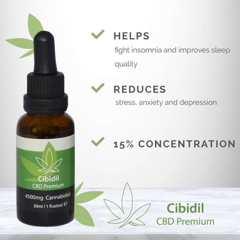 500 KOSMETIKPRODUKTER - CIBIDIL AFSLAPPENDE CBD-OLIE 15% 30 ML