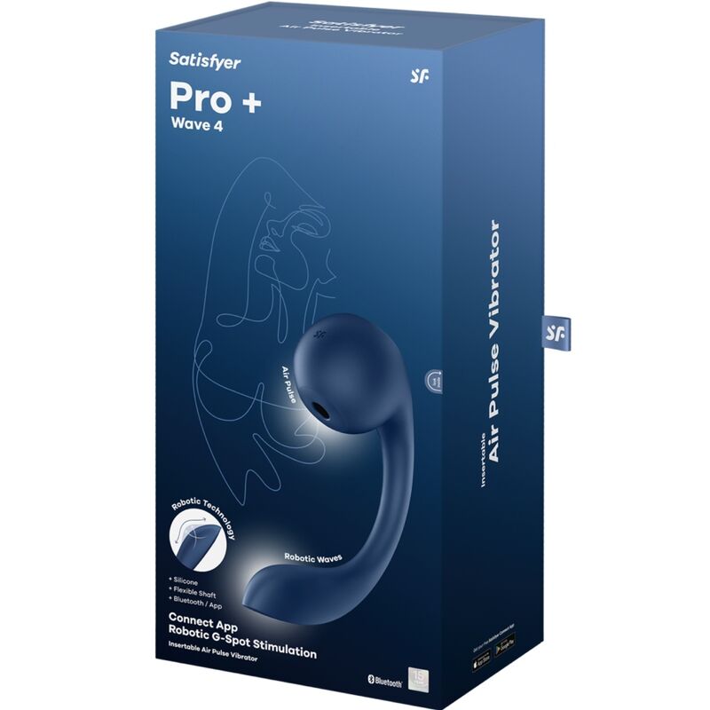 SATISFYER - PRO+ WAVE 4 G-PUNKTS- & LUFTPULSSTIMULATOR GRATIS APP MØRKEBLÅ