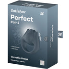 SATISFYER - PERFECT PAIR 2 MULTIVIBRATOR 2 I 1 PENISRING OG FINGERSTIMULATOR GRÅ
