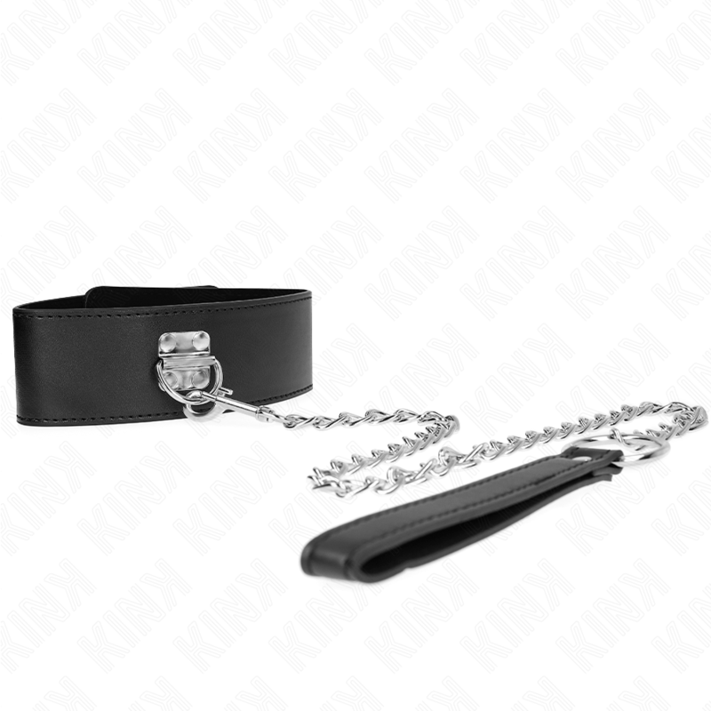 KINK - HALSKÆDE MED BÆLTE 65 CM MED BRED SORT JUSTERBAR STROP 33,5-41 CM X 5 CM