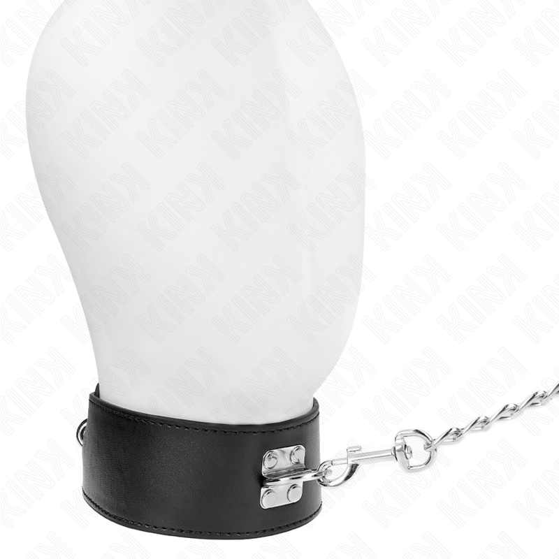 KINK - HALSKÆDE MED BÆLTE 65 CM MED BRED SORT JUSTERBAR STROP 33,5-41 CM X 5 CM