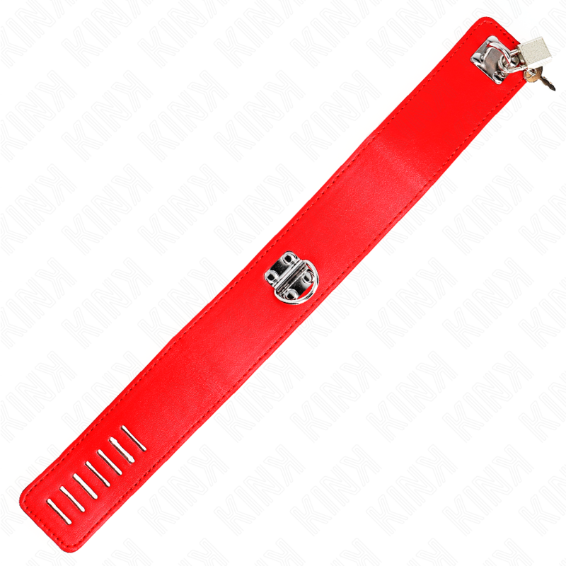 KINK - HALSKÆDE MED BÆLTE 65 CM MED BRED RØD STROP JUSTERBAR 33,5-41 CM X 5 CM