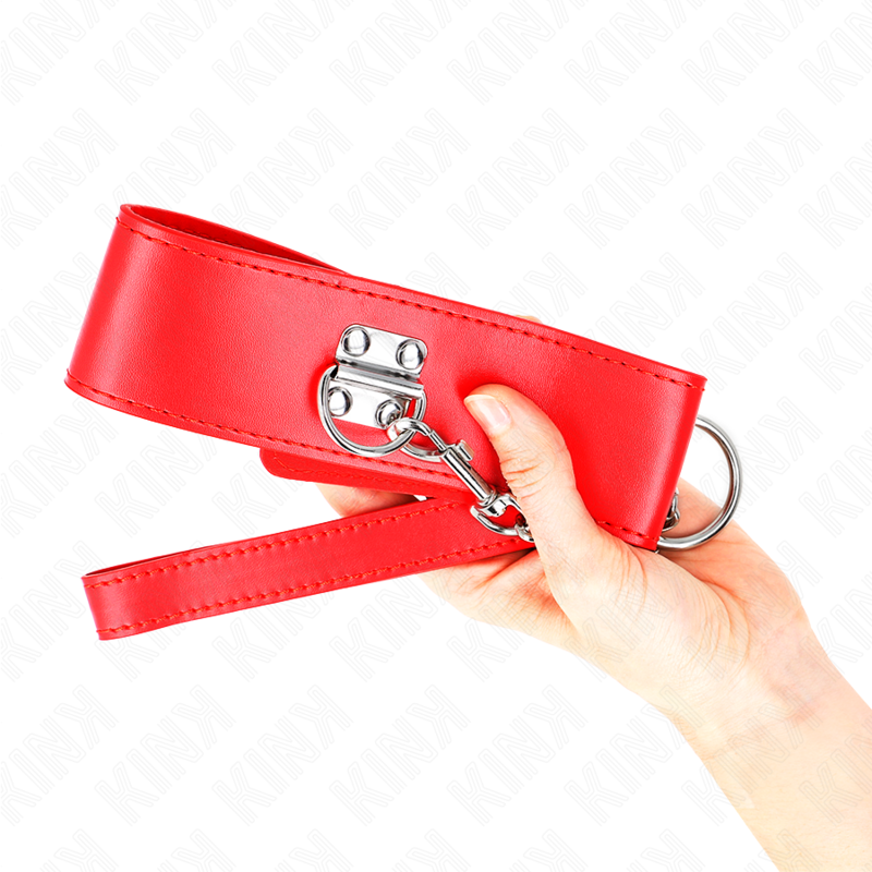 KINK - HALSKÆDE MED BÆLTE 65 CM MED BRED RØD STROP JUSTERBAR 33,5-41 CM X 5 CM