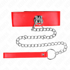 KINK - HALSKÆDE MED BÆLTE 65 CM MED BRED RØD STROP JUSTERBAR 33,5-41 CM X 5 CM