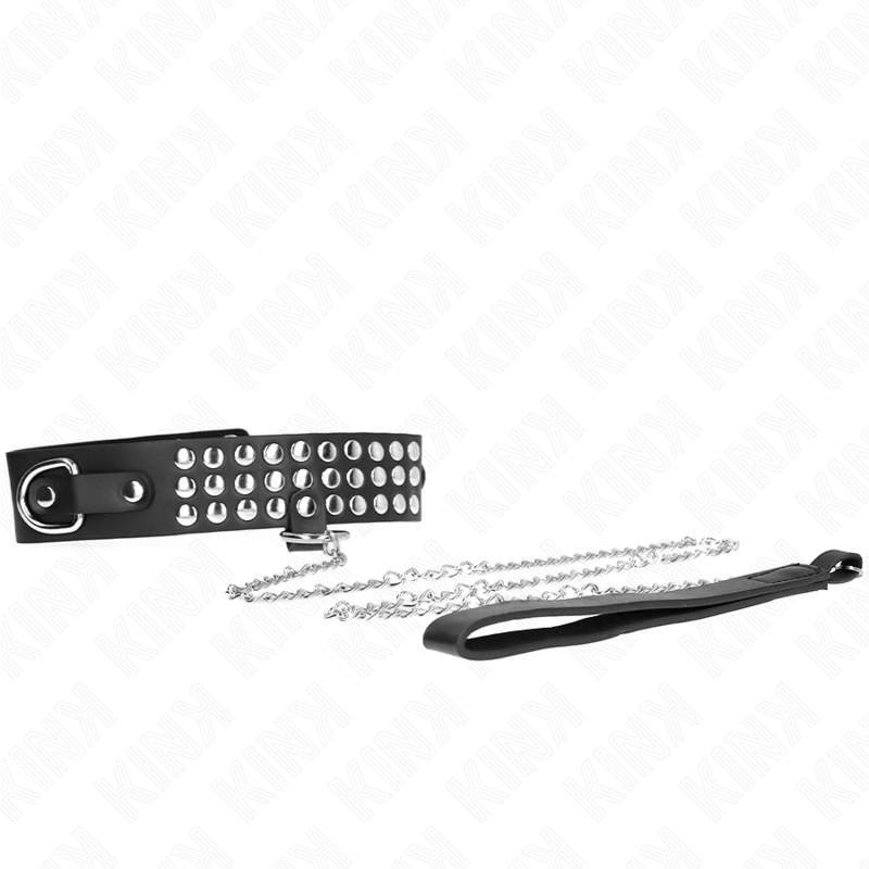 KINK - HALSKÆDE MED REM 65 CM MED SKINNENDE JUSTERBAR 37-42 CM X 5,3 CM