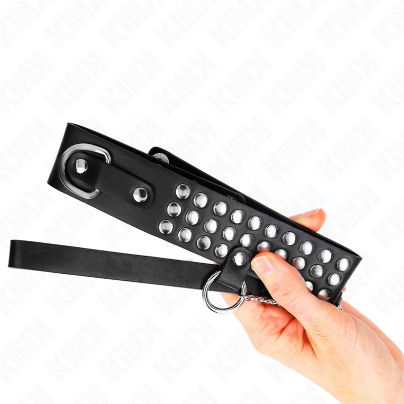 KINK - HALSKÆDE MED REM 65 CM MED SKINNENDE JUSTERBAR 37-42 CM X 5,3 CM