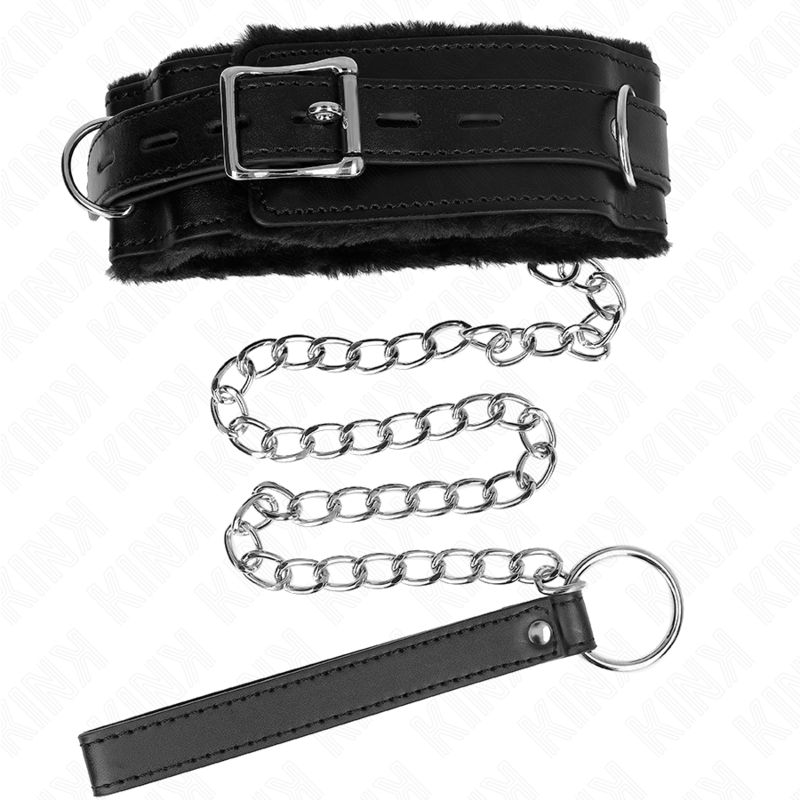 KINK - HALSBÅND MED SNORE 65 CM MED RESTRIKTIONER SORT 36-42 CM X 5,5 CM