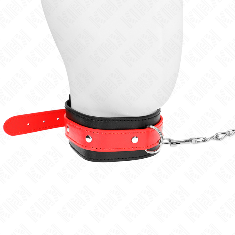 KINK - HALSKÆDE MED RØD REM 65 CM JUSTERBAR 36-43 CM X 5 CM