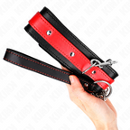 KINK - HALSKÆDE MED RØD REM 65 CM JUSTERBAR 36-43 CM X 5 CM