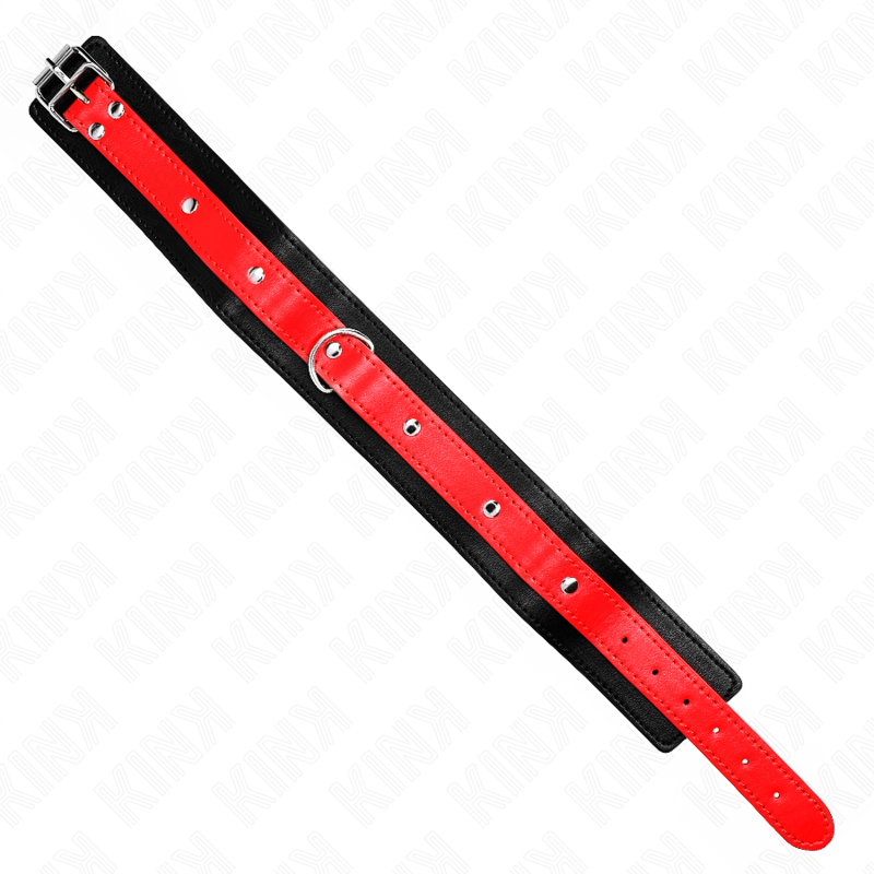 KINK - HALSKÆDE MED RØD REM 65 CM JUSTERBAR 36-43 CM X 5 CM
