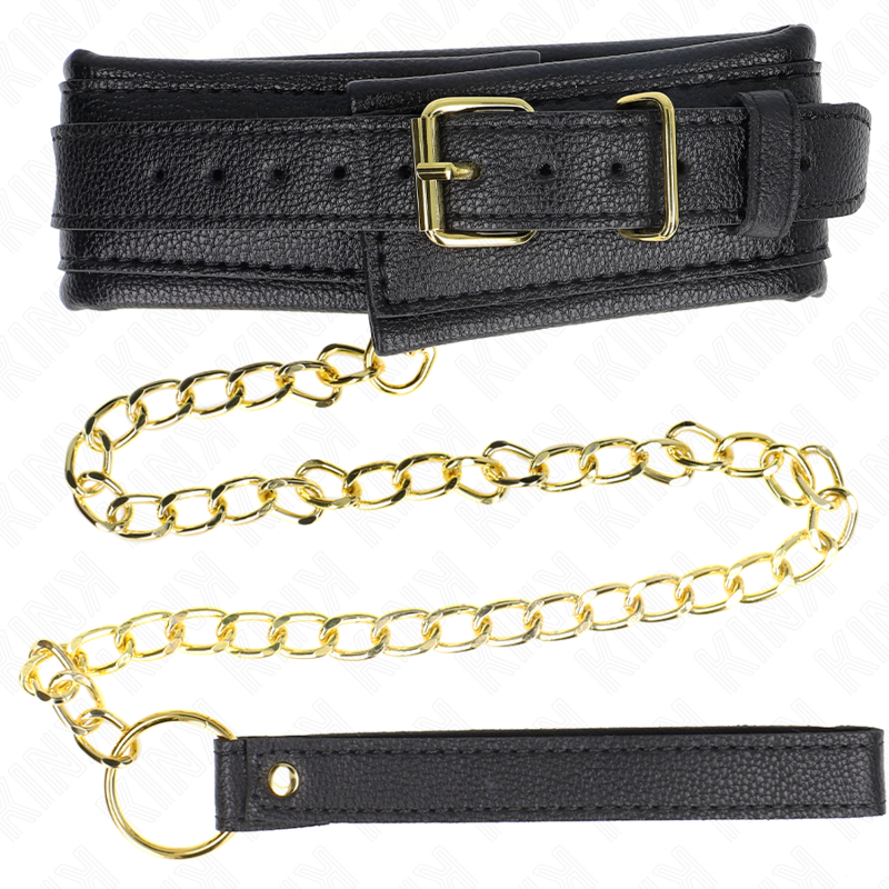 KINK - HALSKÆDE MED SVAMPET IMITERET LÆDERREM MODEL 1 JUSTERBAR 37-54 CM X 3 CM
