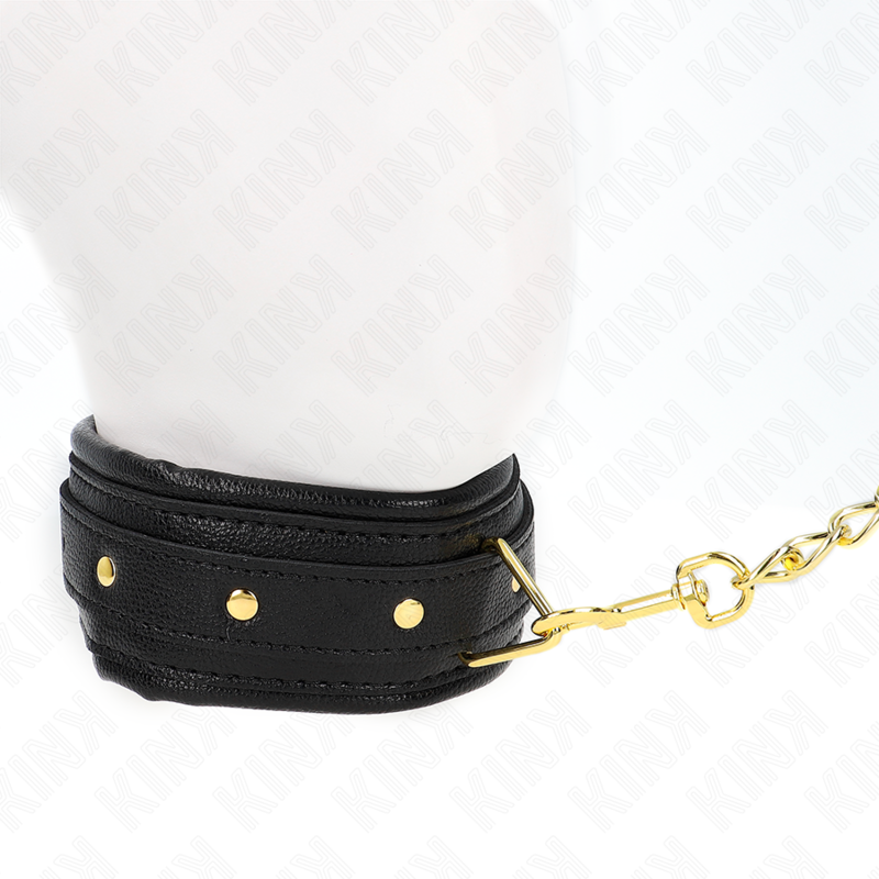 KINK - HALSKÆDE MED SVAMPET IMITERET LÆDERREM MODEL 1 JUSTERBAR 37-54 CM X 3 CM