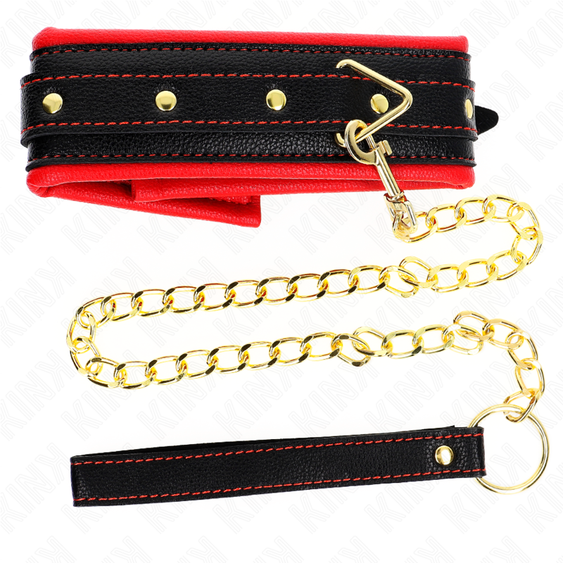 KINK - HALSKÆDE MED SVAMPET IMITERET LÆDERREM MODEL 2 JUSTERBAR 37-54 CM X 3 CM