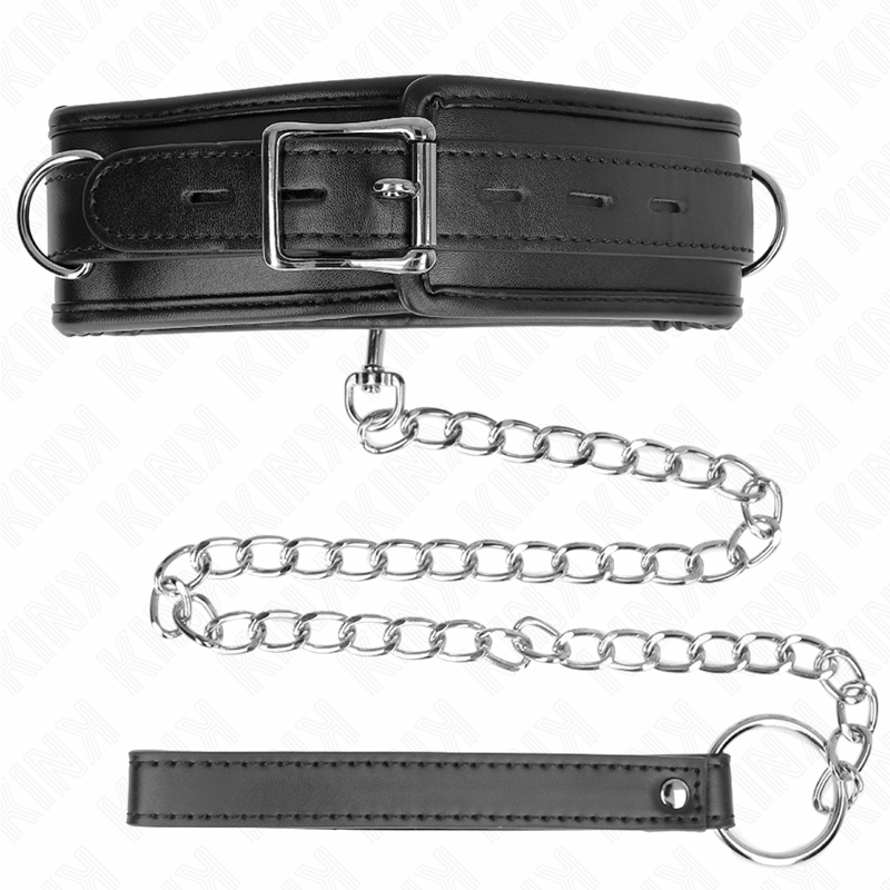 KINK - HALSKÆDE MED SVAMPET IMITERET LÆDERREM MODEL 3 JUSTERBAR 37-54 CM X 3 CM