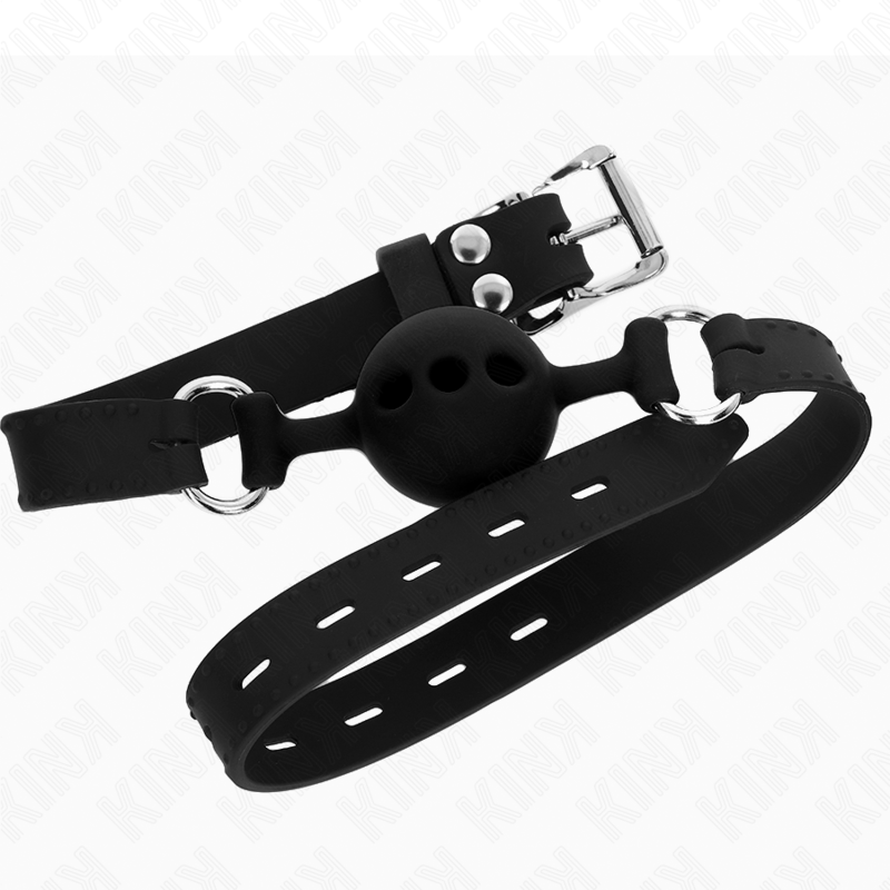 KINK - FULD SILIKONE KÆBE 55 x 2 CM MED 4 CM KUGLESTØRRELSE S SORT JUSTERBAR 35-51 CM