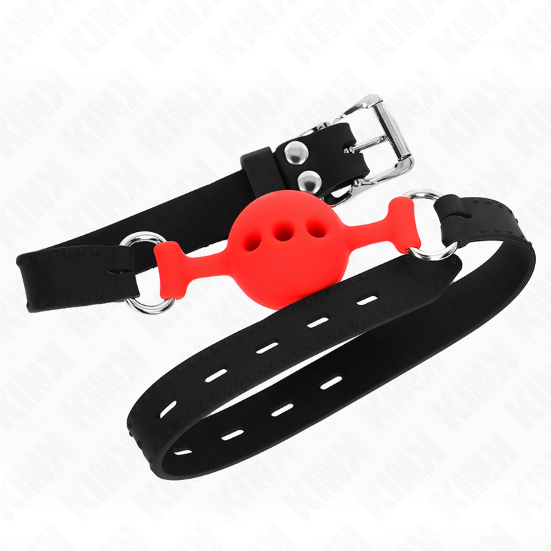 KINK - FULD SILIKONE KÆBE 55 x 2 CM MED 4 CM KUGLESTØRRELSE S RØD JUSTERBAR 35-51 CM