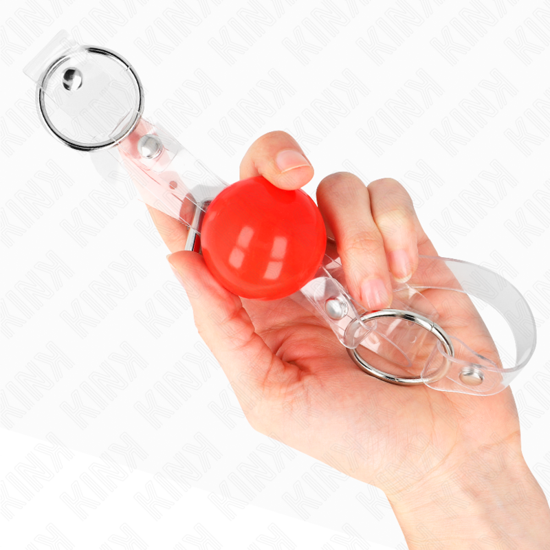 KINK - RØD TRANSPARENT PVC-KUGLE 4 CM JUSTERBAR KÆBE