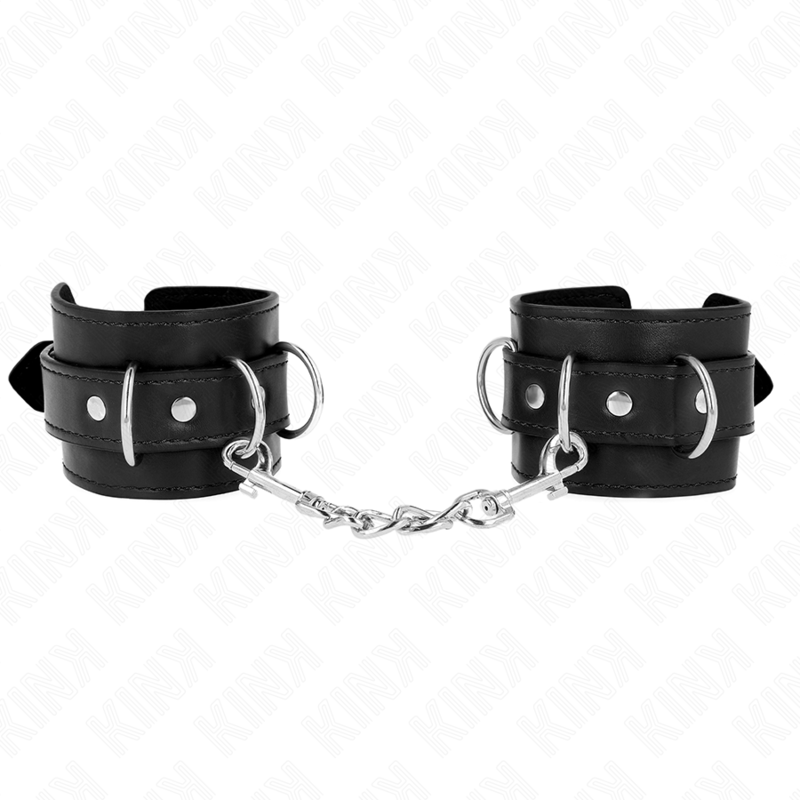KINK - 3 D-RING HÅNDLEDSBÅND JUSTERBARE SORT 17,5-25 CM X 6 CM