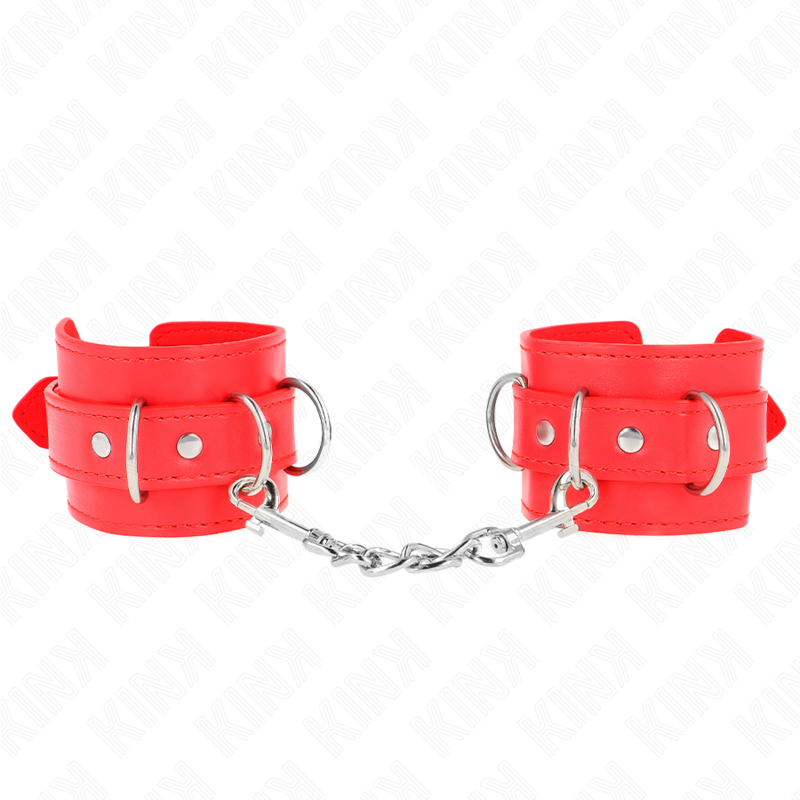 KINK - 3 D-RING HÅNDLEDSBÅND JUSTERBARE RØDE 17,5-25 CM X 6 CM
