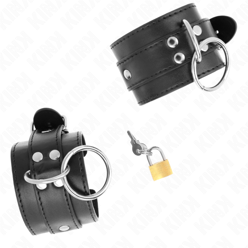 KINK - O-RING LÅSTE HÅNDLEDSBELØBERE SORT JUSTERBAR 20-28 CM X 5,5 CM