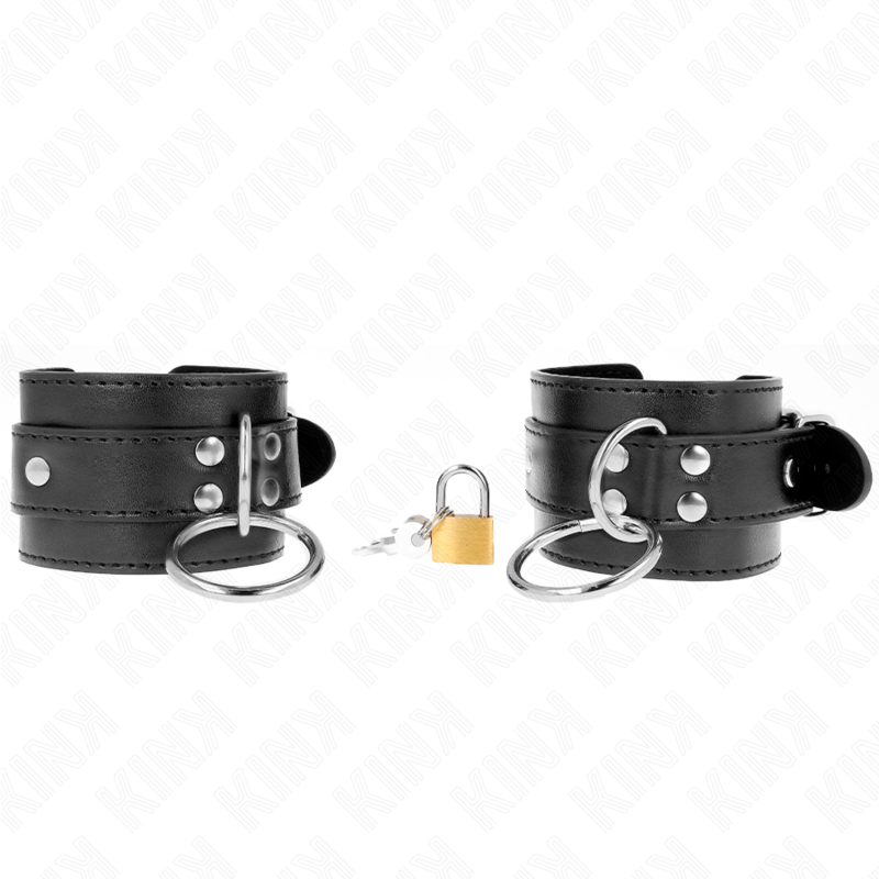 KINK - O-RING LÅSTE HÅNDLEDSBELØBERE SORT JUSTERBAR 20-28 CM X 5,5 CM