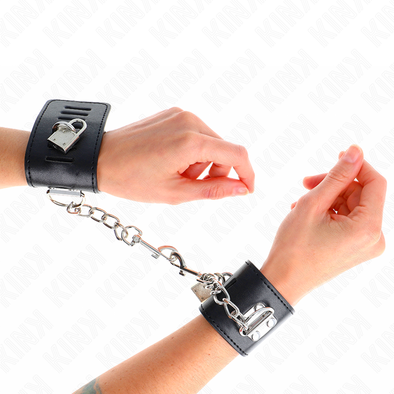 KINK - HÅNDLEDSBELØBERE MED HÆNGELÅSLUKNING SORT JUSTERBAR 16-23 CM X 5,5 CM
