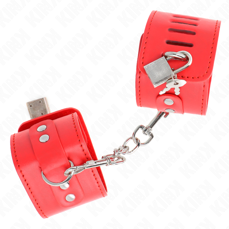 KINK - HÅNDLEDSBELØBERE MED HÆNGELÅSLUKNING RØD JUSTERBAR 16-23 CM X 5,5 CM