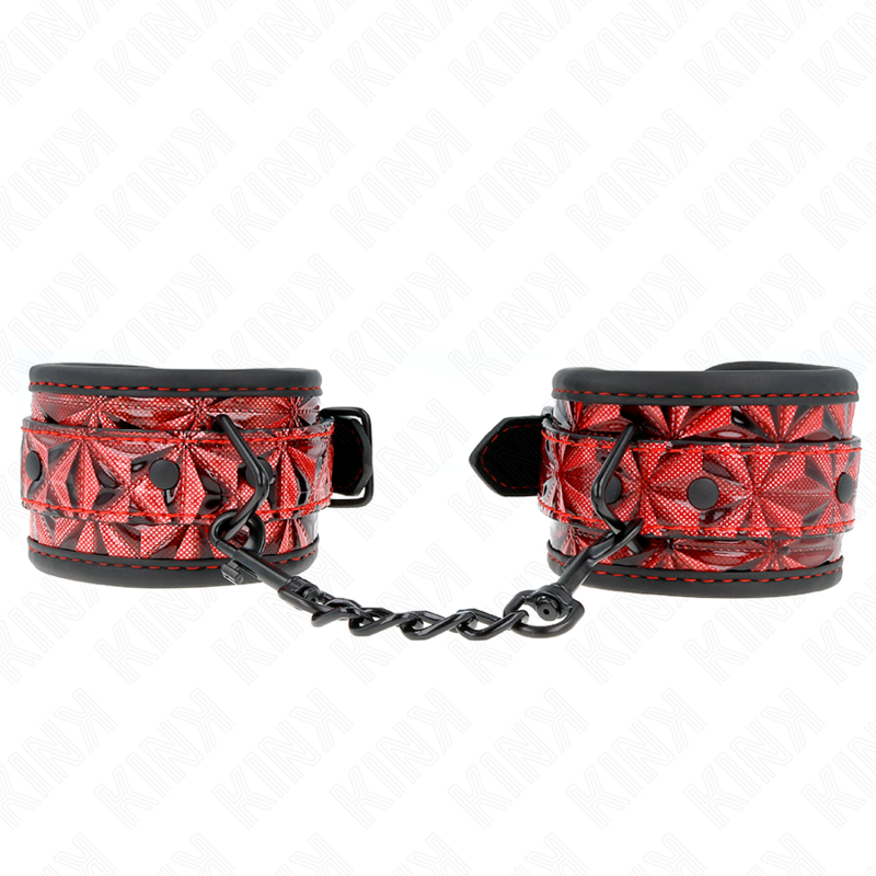 KINK - HÅNDLEDSBÅND MED DIAMANTMØNSTRE, MØRKERØDE, JUSTERBARE 17-26 CM X 5,5 CM