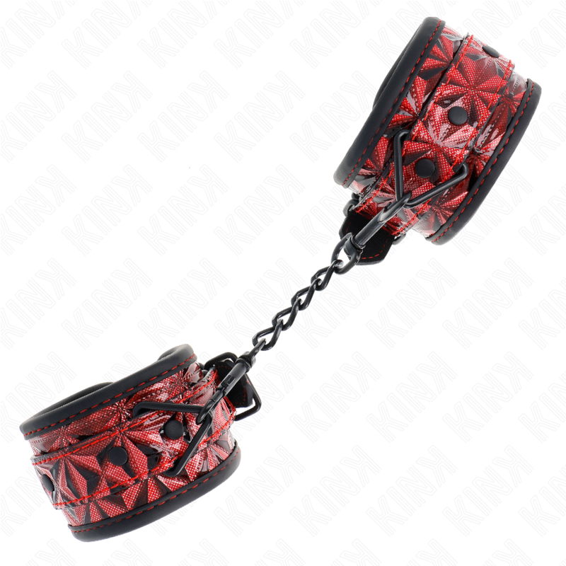 KINK - HÅNDLEDSBÅND MED DIAMANTMØNSTRE, MØRKERØDE, JUSTERBARE 17-26 CM X 5,5 CM
