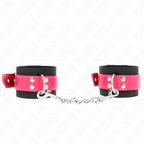 KINK - NYLON HÅNDLEDSBÆLTER I SORT MED LÆDERBÆLTE I HINDBÆRROSE JUSTERBAR 19-29 CM X 5,1 CM