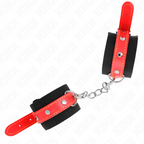 KINK - NYLON HÅNDLEDSBÆLGER SORT MED RØD LÆDERI JUSTERBAR 19-24 CM X 5,5 CM