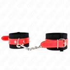 KINK - NYLON HÅNDLEDSBÆLGER SORT MED RØD LÆDERI JUSTERBAR 19-24 CM X 5,5 CM