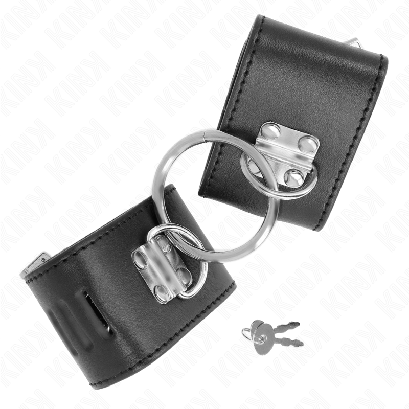 KINK - FASTE HÅNDLEDSBELØBERE MED RING OG HÆNGELÅSLUKNING SORT JUSTERBAR 16-23 CM X 5,5 CM