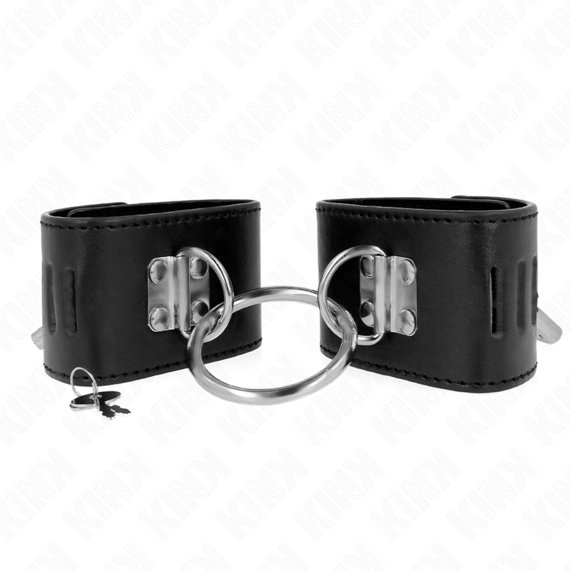 KINK - FASTE HÅNDLEDSBELØBERE MED RING OG HÆNGELÅSLUKNING SORT JUSTERBAR 16-23 CM X 5,5 CM