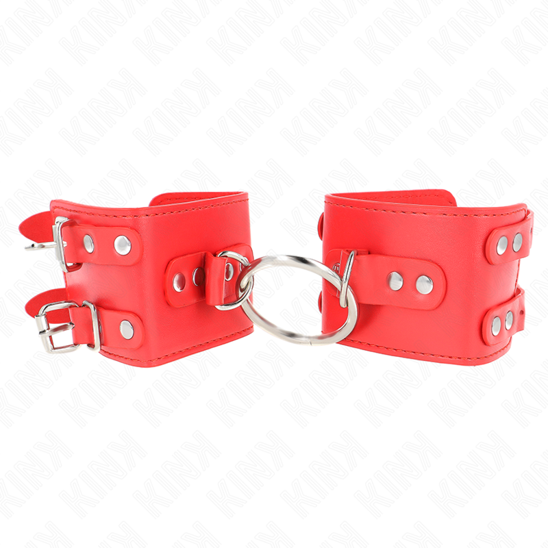 KINK - FASTE HÅNDLEDSBELØBERE MED RING OG KNOPPER JUSTERBARE RØDE 17-22 CM X 6,5 CM