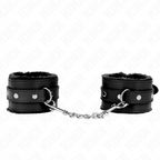 KINK - PREMIUM HÅNDLEDSBELØB MED PELSFOREDE SORTE MED SORT BÆLTE, JUSTERBAR 17-29 CM X 6 CM