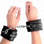 KINK - PREMIUM HÅNDLEDSBELØB MED PELSFOREDE SORTE MED SORT BÆLTE, JUSTERBAR 17-29 CM X 6 CM