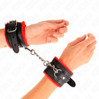 KINK - PREMIUM HÅNDLEDSBELØB MED PELSFOREDE RØDE MED SORT BÆLTE, JUSTERBAR 17-29 CM X 6 CM