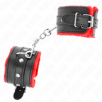 KINK - PREMIUM HÅNDLEDSBELØB MED PELSFOREDE RØDE MED SORT BÆLTE, JUSTERBAR 17-29 CM X 6 CM