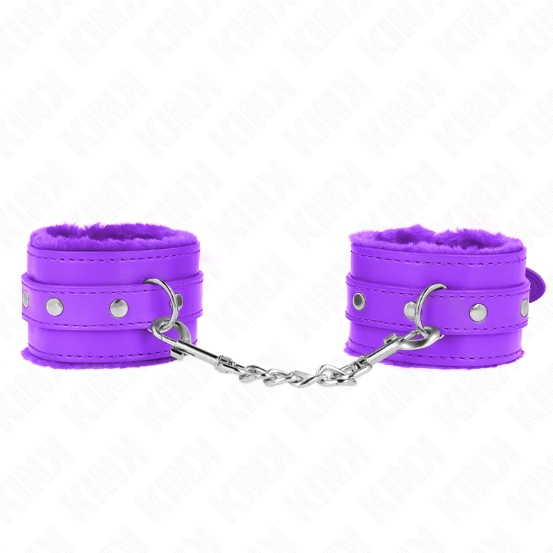 KINK - PREMIUM HÅNDLEDSBELØB MED PELSFOREDE LILLA MED LILLA BÆLTE JUSTERBAR 17-29 CM X 6 CM