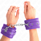 KINK - PREMIUM HÅNDLEDSBELØB MED PELSFOREDE LILLA MED LILLA BÆLTE JUSTERBAR 17-29 CM X 6 CM