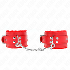 KINK - HÅNDLEDSBELØB MED PELSFOREDE RØDE MED RØDT BÆLTE, JUSTERBAR 17-29 CM X 6 CM