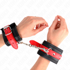 KINK - HÅNDLEDSBELØBERE SORT MED RØD BÆLE JUSTERBAR 17-28 CM X 6 CM