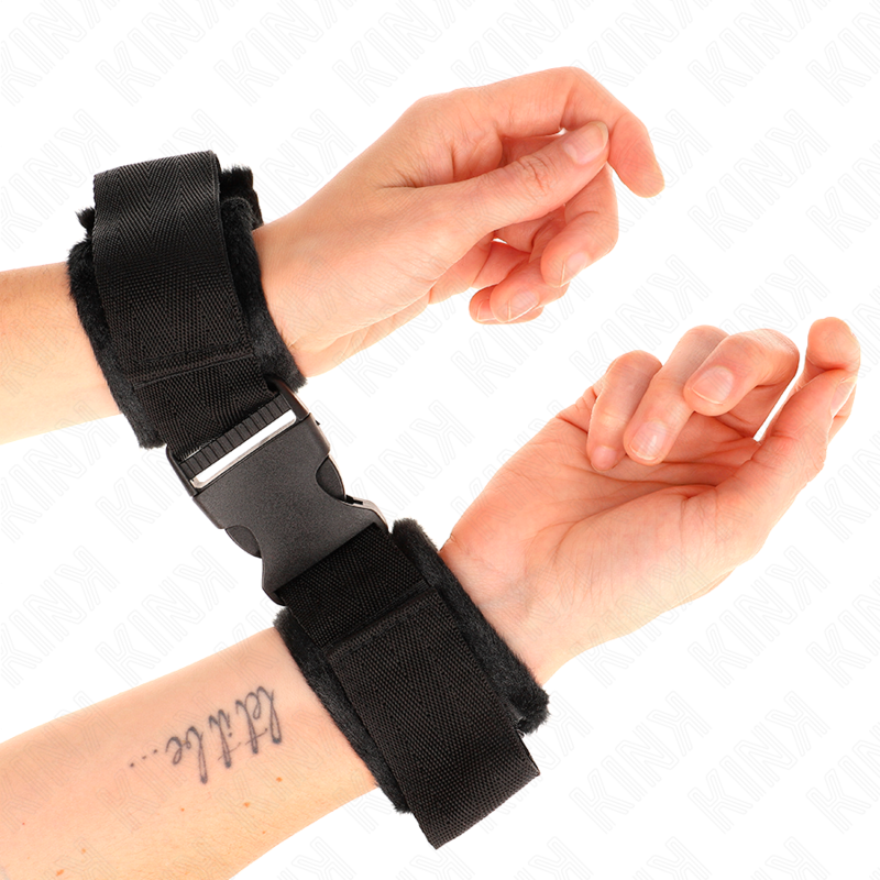 KINK - NYLON HÅNDBÅNDSSTRØM MED BORT & LOOP, RØD-SORT MODEL 1, JUSTERBAR, 25-35 CM X 6 CM