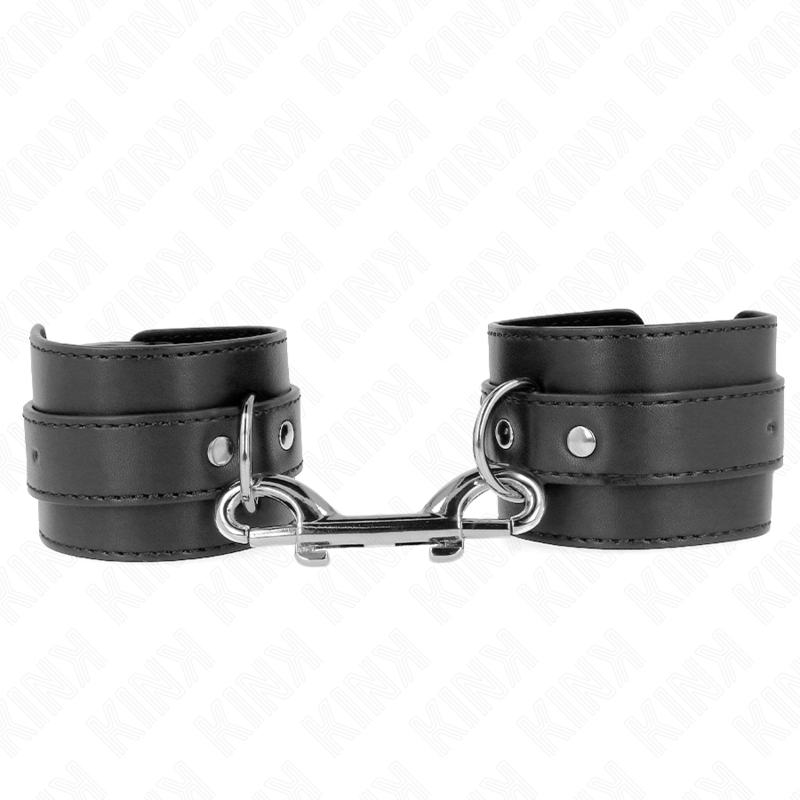 KINK - HÅNDLEDSBELØBERE - ENKELT NITTERÆKKE OG STORT SPÆNDE SORT JUSTERBAR 17-28 CM X 5 CM